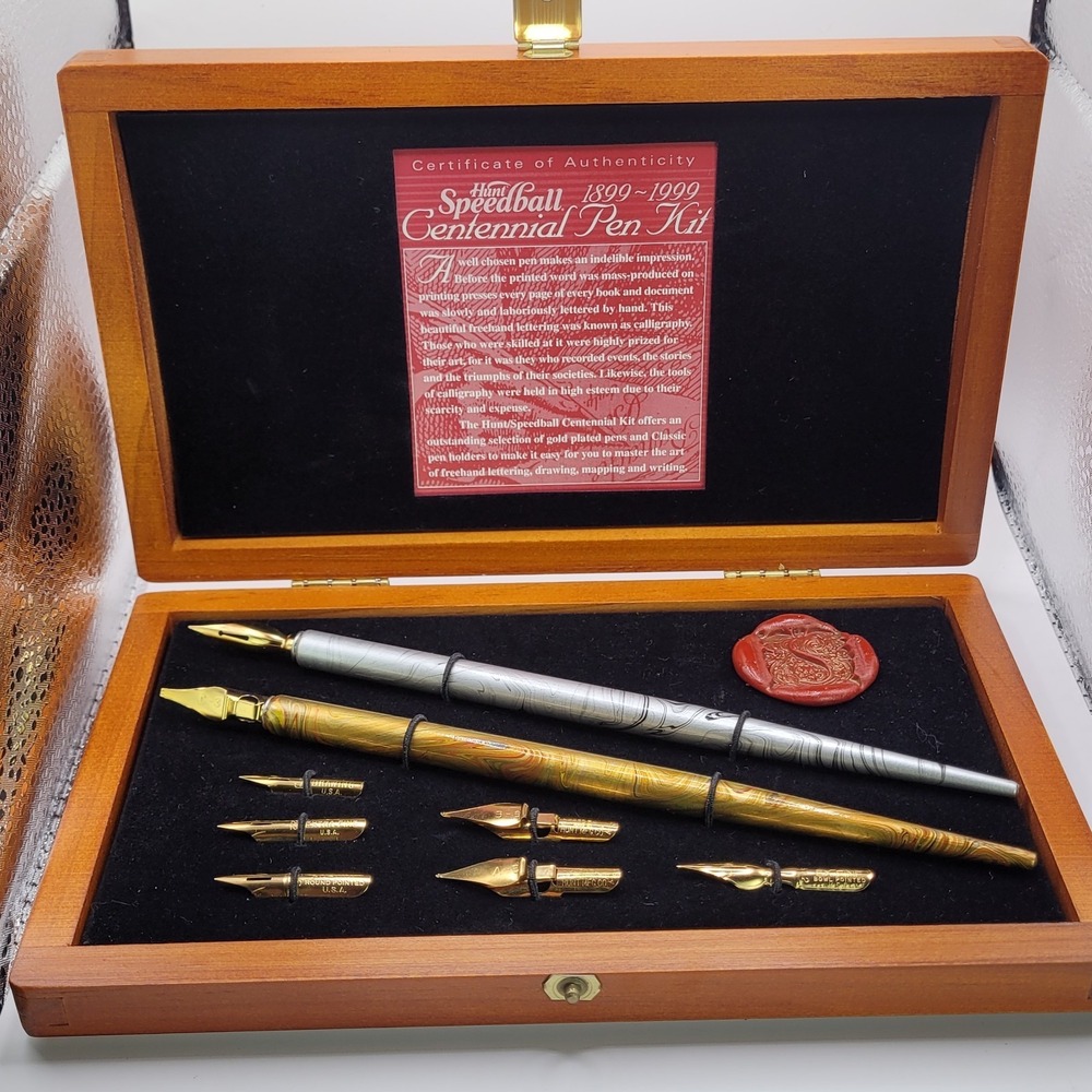 Hunt Speedball Centennial Dip Pen Kit Nice Wood Box Calligraphy and Lettering